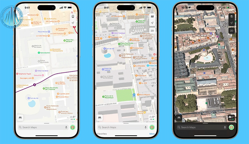 Giao diện hiện thị bản đồ của ứng dụng Apple Maps